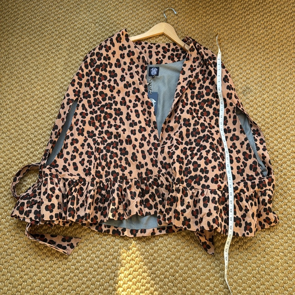 NWT Elizabeth Wilson Leopard Corduroy Cape with Ruffle trim - Medium - Picture 5 of 6